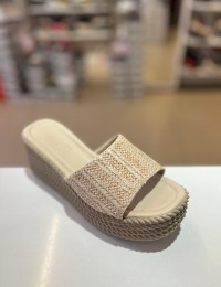 Bej Dolgu Taban Hasır Terlik