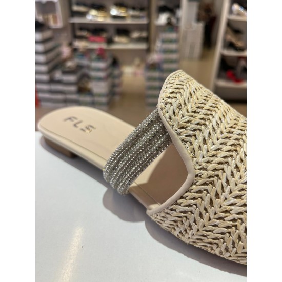 Bej Düz Taban Hasır Terlik