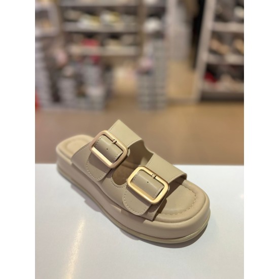 Bej Düz Taban Zara Kilteli Terlik