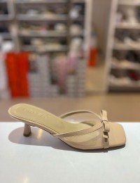 Bej File Doku Tokalı Topuklu Şık Terlik 