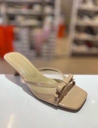 Bej File Doku Tokalı Topuklu Şık Terlik 