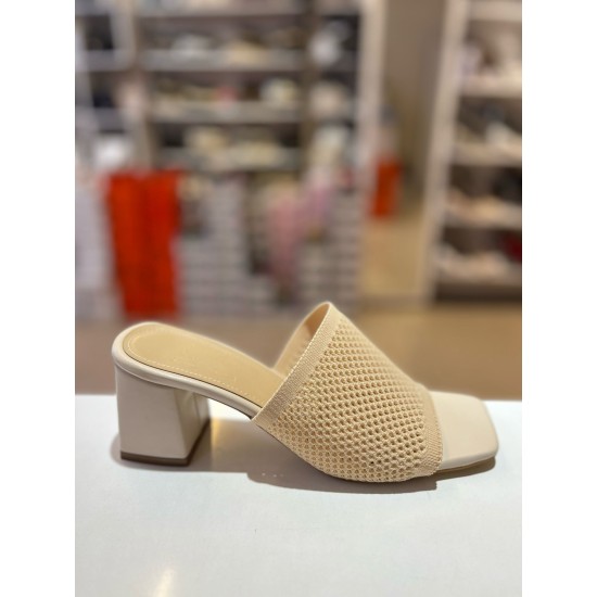 Bej File Doku Topuklu Terlik