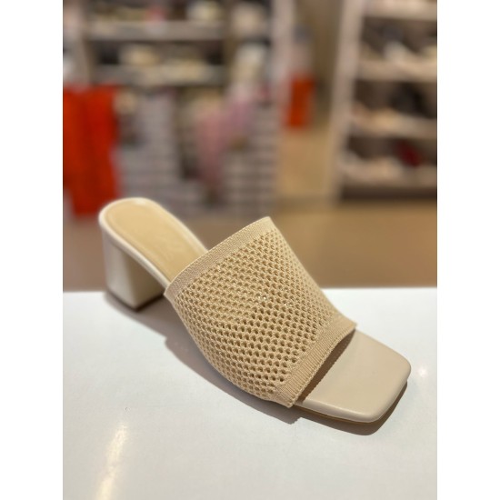 Bej File Doku Topuklu Terlik