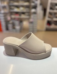 Bej Kalın Platform Topuk Düz Terlik