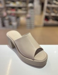 Bej Kalın Platform Topuk Düz Terlik