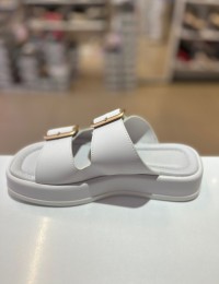 Beyaz Düz Taban Zara Kilteli Terlik