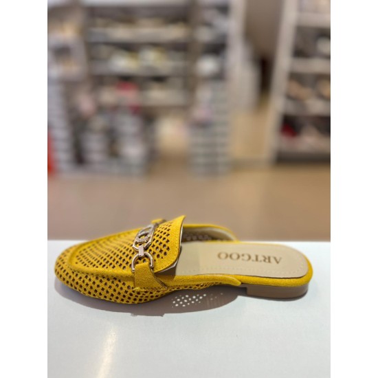 Hardal Süet Gold Tokalı Düz Taban Terlik