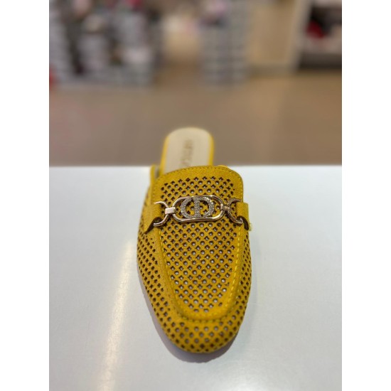 Hardal Süet Gold Tokalı Düz Taban Terlik