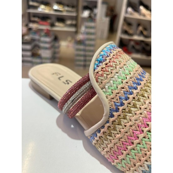 Renkli Düz Taban Hasır Terlik