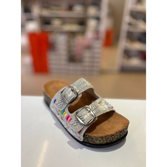 Renkli Gümüş Taşlı Kilteli Terlik