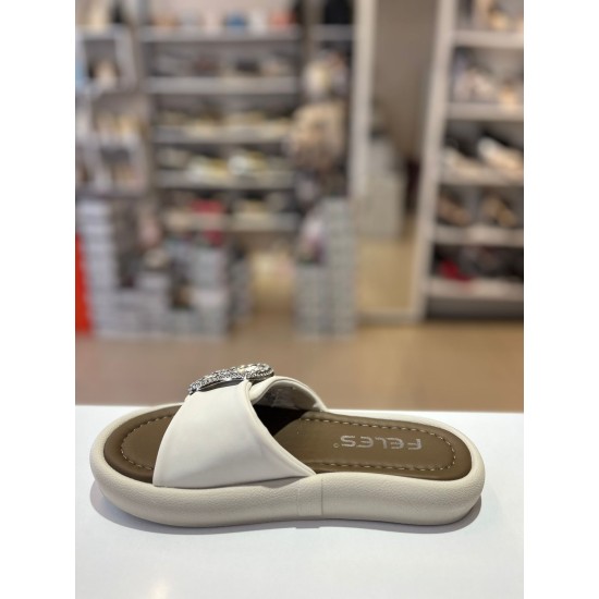 Sedef Taşlı Gümüş Tokalı Yumuşak Taban Terlik