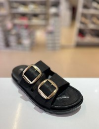 Siyah Düz Taban Gold Tokalı Kilteli Terlik