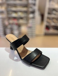 Siyah Çift Bantlı Topuklu Terlik