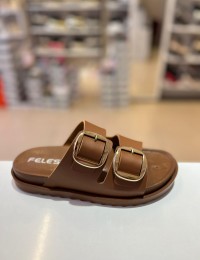 Taba Düz Taban Gold Tokalı Kilteli Terlik