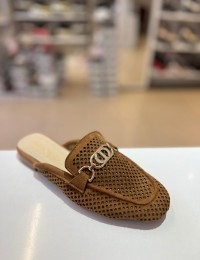 Taba Süet Gold Tokalı Düz Taban Terlik