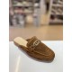 Taba Süet Gold Tokalı Düz Taban Terlik