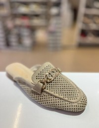 Vizon Süet Gold Tokalı Düz Taban Terlik