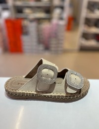 Vizon Süet Hasır Taban Taşlı Terlik 