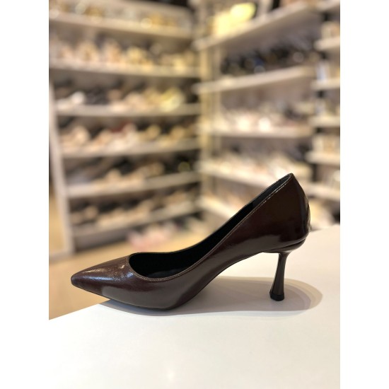 Acı Kahve Rustik Düz Klasik Topuklu Stiletto