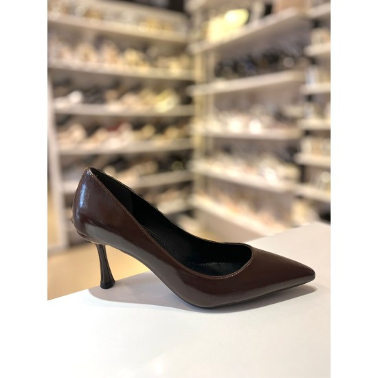 Acı Kahve Rustik Düz Klasik Topuklu Stiletto