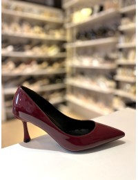 Bordo Rugan Düz Klasik Topuklu Stiletto