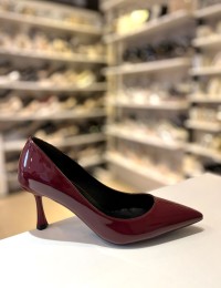 Bordo Rugan Düz Klasik Topuklu Stiletto