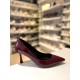 Bordo Rugan Düz Klasik Topuklu Stiletto
