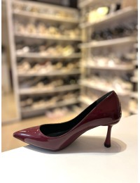 Bordo Rugan Düz Klasik Topuklu Stiletto