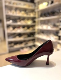 Bordo Rugan Düz Klasik Topuklu Stiletto