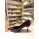 Bordo Rugan Düz Klasik Topuklu Stiletto