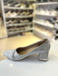 Gümüş Damarlı Sim Taşlı Ara Topuk Boy Stiletto