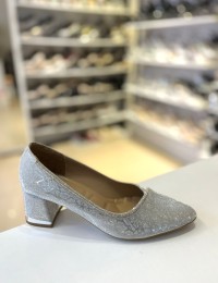 Gümüş Damarlı Sim Taşlı Ara Topuk Boy Stiletto