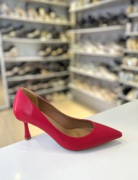 Kırmızı Düz Klasik İnce Topuk Stiletto