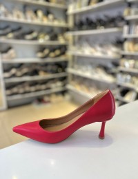Kırmızı Düz Klasik İnce Topuk Stiletto