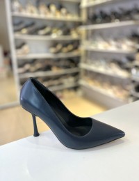 Lacivert Düz Klasik İnce Topuk Stiletto
