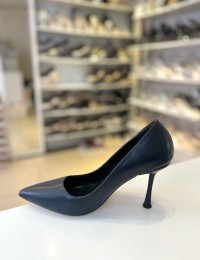 Lacivert Düz Klasik İnce Topuk Stiletto
