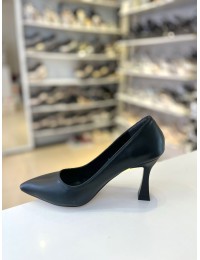 Siyah Düz Klasik Kadeh Topuk Stiletto