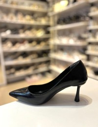 Siyah Rustik Düz Klasik Topuklu Stiletto
