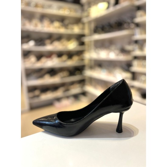 Siyah Rustik Düz Klasik Topuklu Stiletto