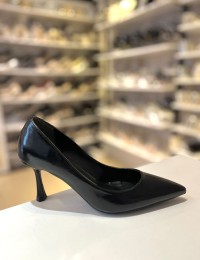 Siyah Rustik Düz Klasik Topuklu Stiletto