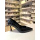Siyah Rustik Düz Klasik Topuklu Stiletto